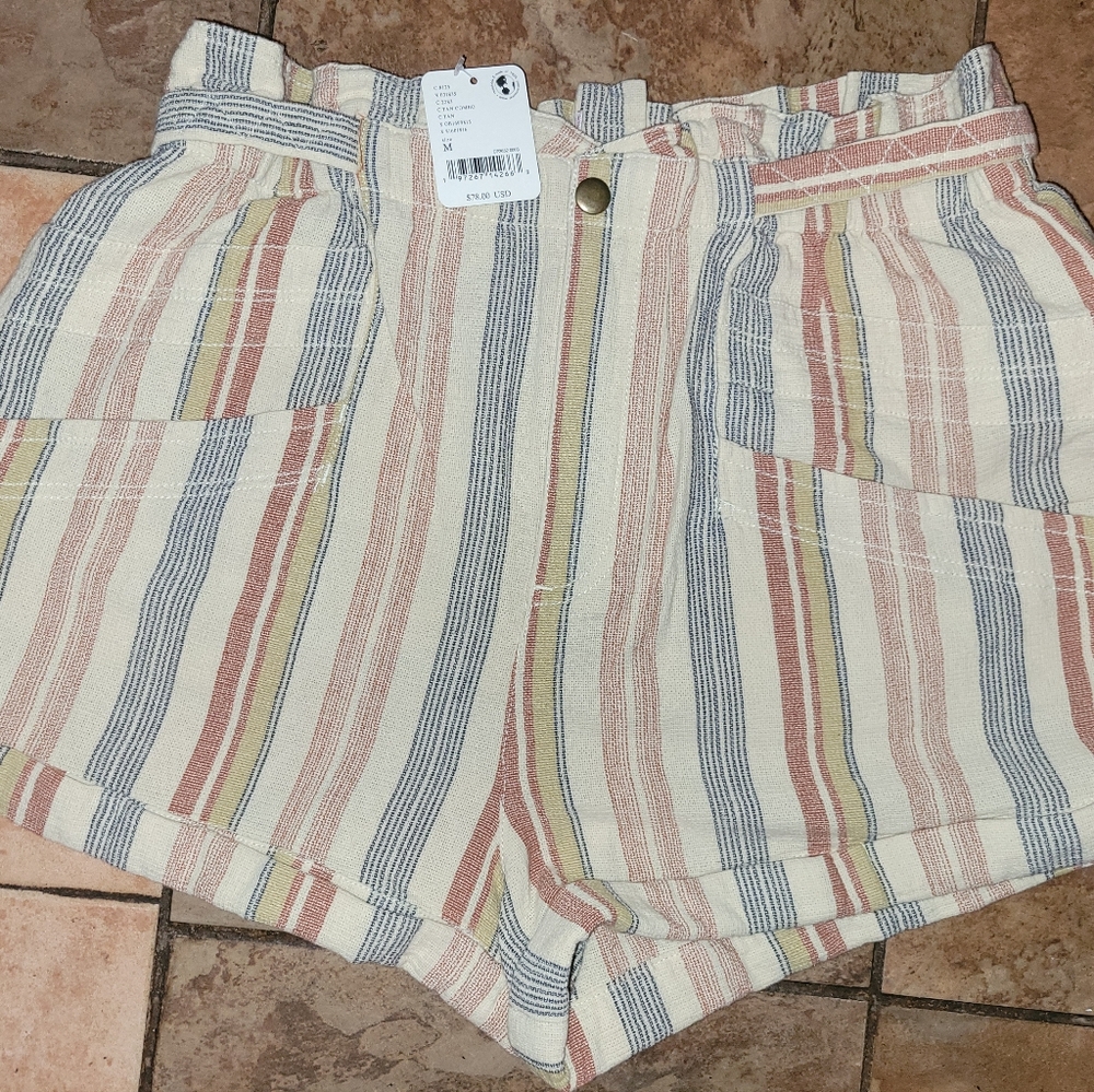 Free People Topanga Yarn Dye Shorts- Size Medium Brand New